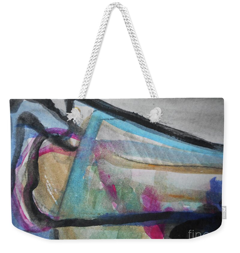 Katerina Stamatelos Weekender Tote Bag featuring the painting Abstract-24 by Katerina Stamatelos