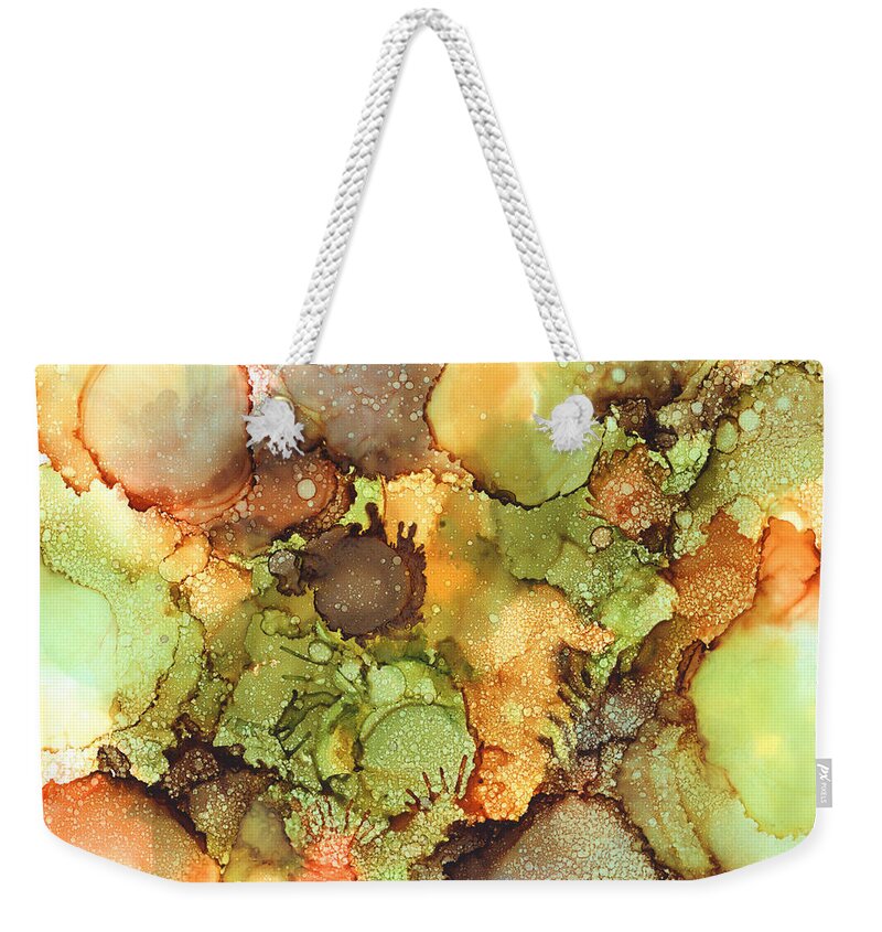 Alcohol Ink Weekender Tote Bag featuring the painting Abstract 31 by Lucie Dumas