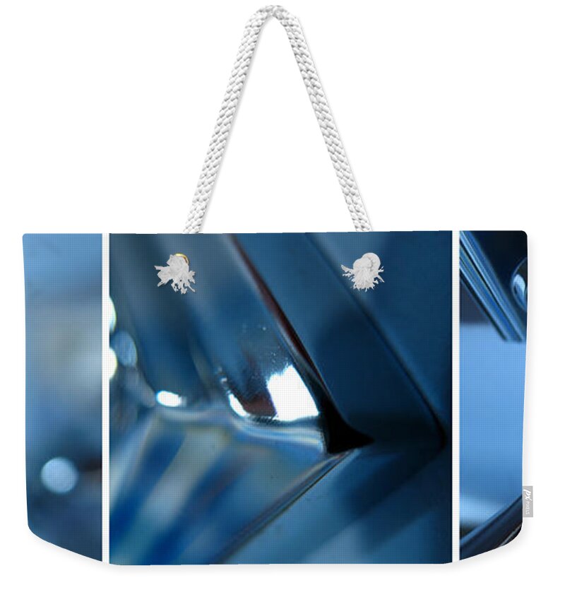 Abstract Weekender Tote Bag featuring the photograph Abstract Blue Triplet Panoramic by Jason Freedman