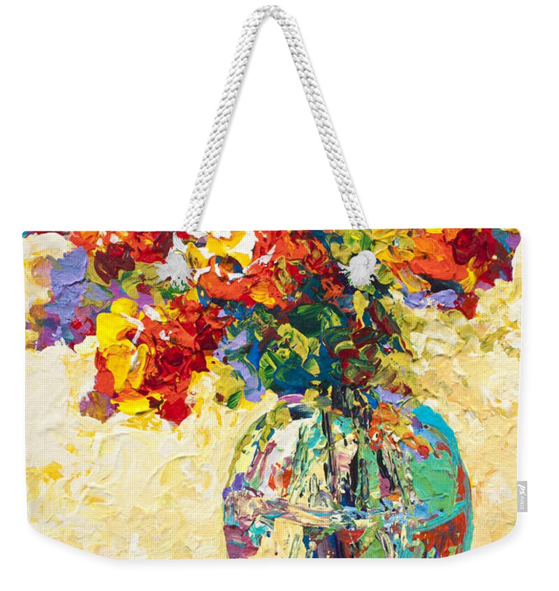 Flowers Weekender Tote Bag featuring the painting Abstract Boquet IV by Marion Rose