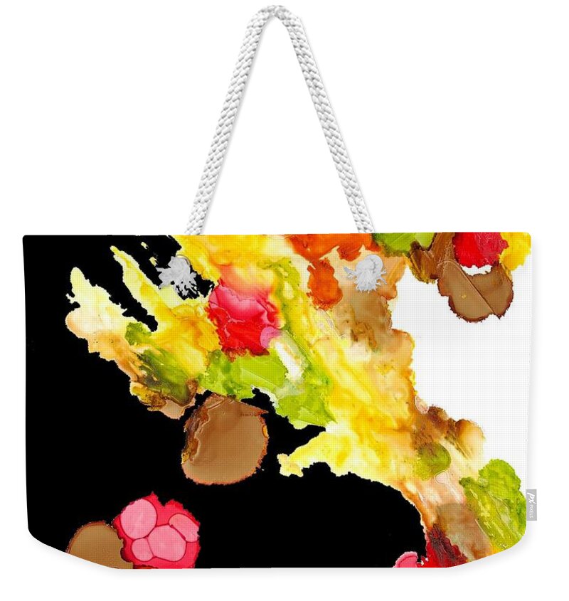Flowers Weekender Tote Bag featuring the mixed media Abstract Bouquet by Mary Zimmerman