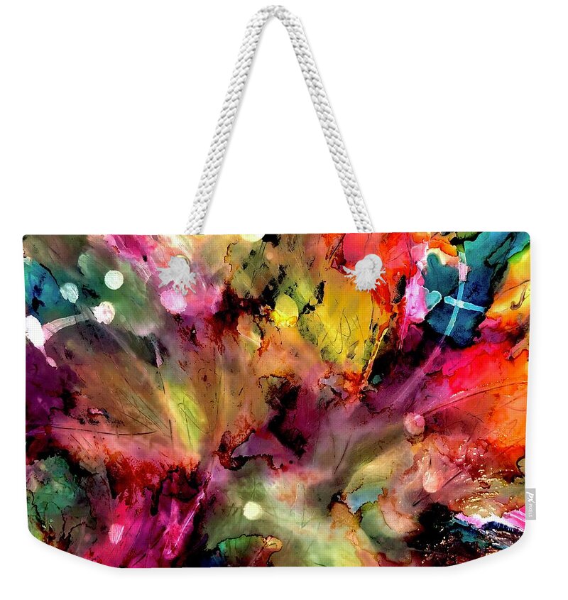 Abstract Weekender Tote Bag featuring the painting Abstract Bouquet by Tommy McDonell