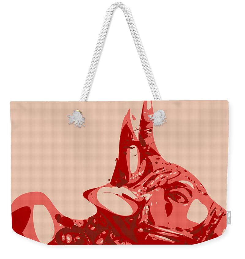 Animal Weekender Tote Bag featuring the digital art Abstract Bull Contours by Keshava Shukla