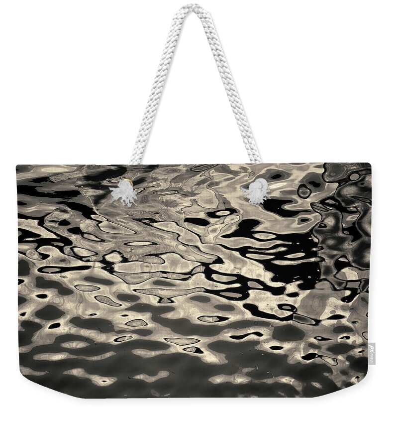 Abstract Weekender Tote Bag featuring the photograph Abstract Dock Reflections I Toned by David Gordon