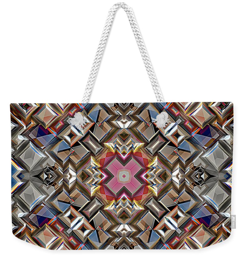 Abstract Weekender Tote Bag featuring the digital art Abstract Geometric Surface by Phil Perkins