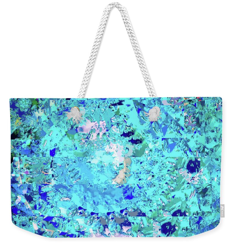 Abstract In Blue Weekender Tote Bag featuring the digital art Abstract in Blue No. 56-2 by Sandy Taylor