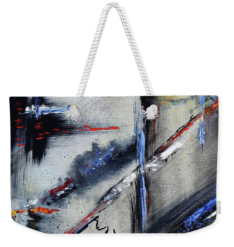 Abstract Weekender Tote Bag featuring the painting Abstract by Karen Fleschler