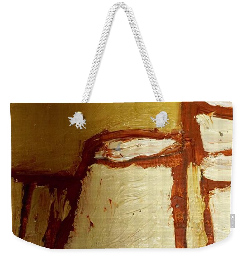 Naples Yellow Weekender Tote Bag featuring the painting Abstract Lamp Number 4 by Shea Holliman