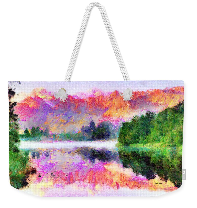 Rafael Salazar Weekender Tote Bag featuring the mixed media Abstract Landscape 0743 by Rafael Salazar