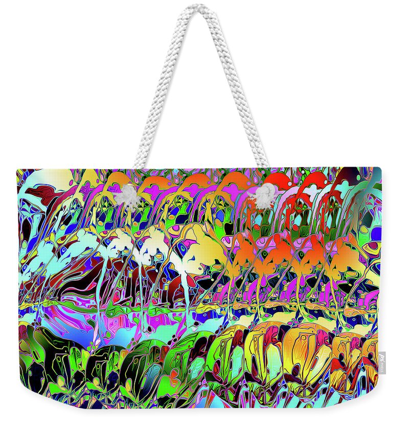 Abstract Weekender Tote Bag featuring the digital art Abstract Layers of Color by Phil Perkins