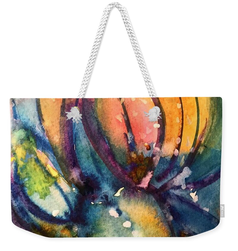 Abstract Weekender Tote Bag featuring the painting Abstract Nature by Allison Ashton