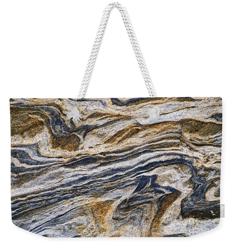 821 Weekender Tote Bag featuring the photograph Abstract Nature Tropical Beach Rock 821 Blue Orange by Ricardos Creations