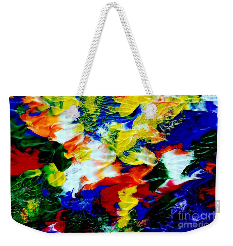 Abstract Weekender Tote Bag featuring the painting Abstract OL2416 by Mas Art Studio