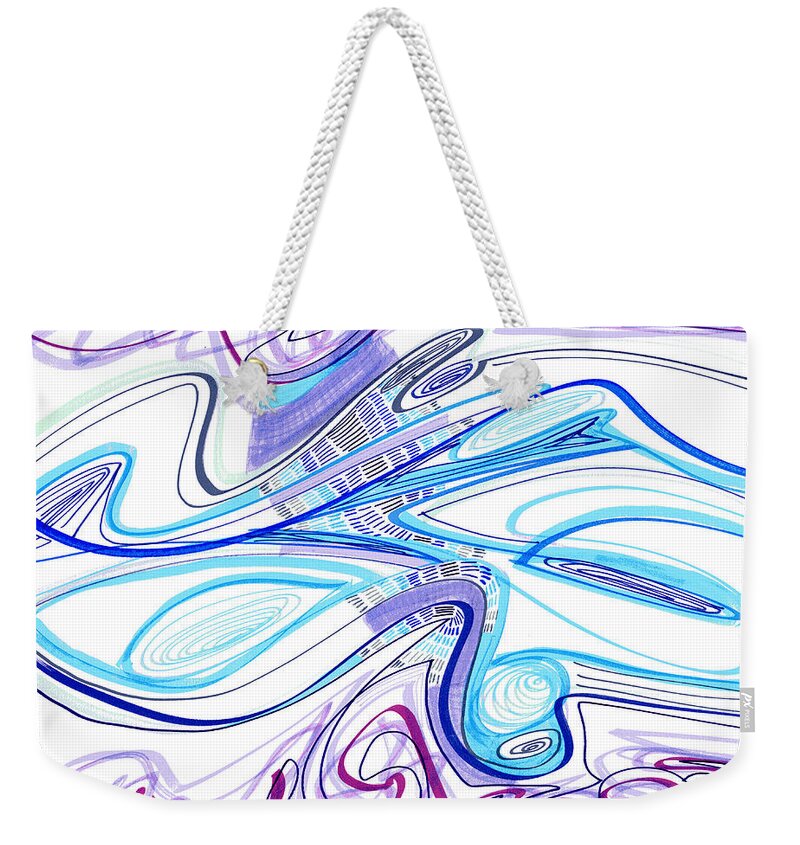 Abstract Weekender Tote Bag featuring the drawing Abstract Pen Drawing Forty-Two by Lynne Taetzsch