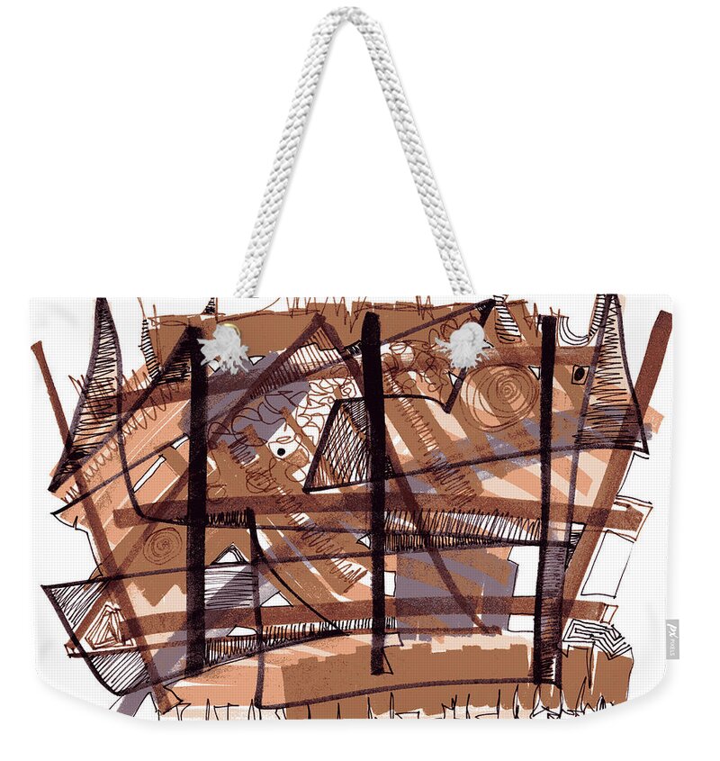 Abstract Art Weekender Tote Bag featuring the drawing Abstract Pen Drawing Twelve by Lynne Taetzsch