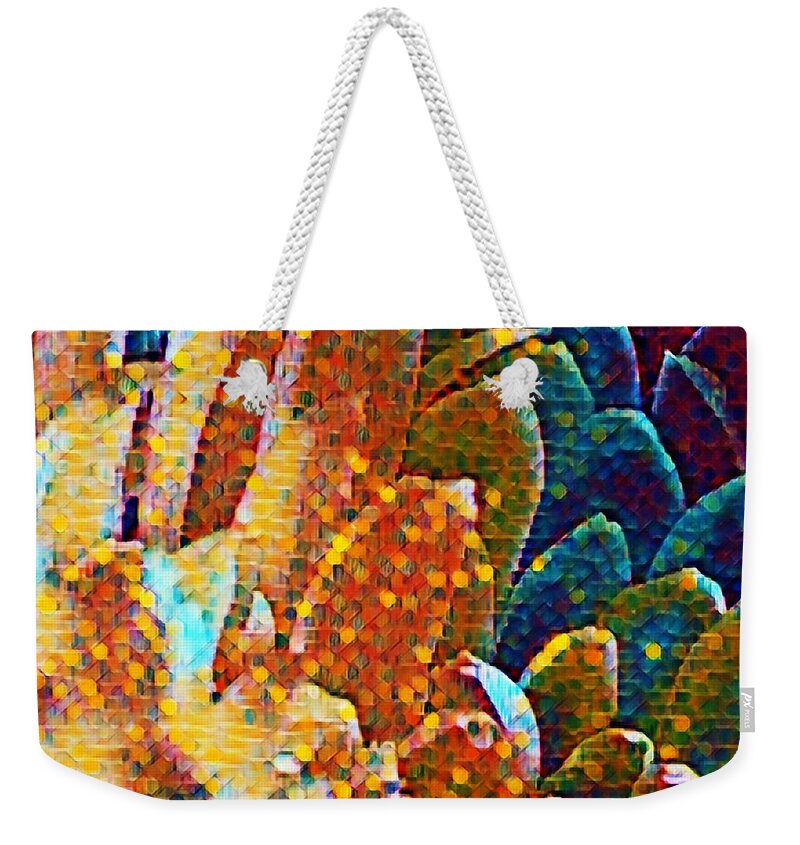 Photo Art Weekender Tote Bag featuring the mixed media Abstract Petals by Bonnie Bruno