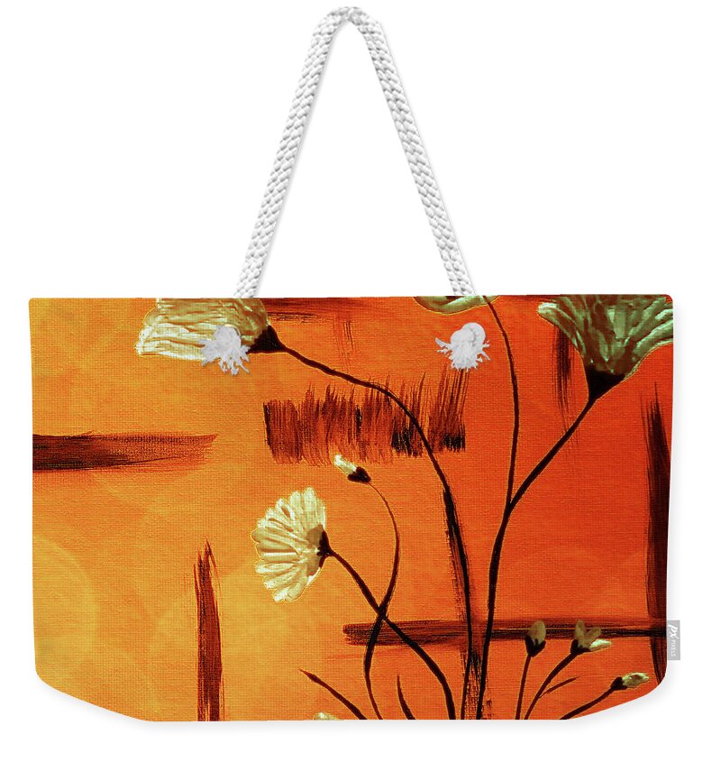 Abstract Weekender Tote Bag featuring the painting Abstract Poppies Series E42016 by Mas Art Studio