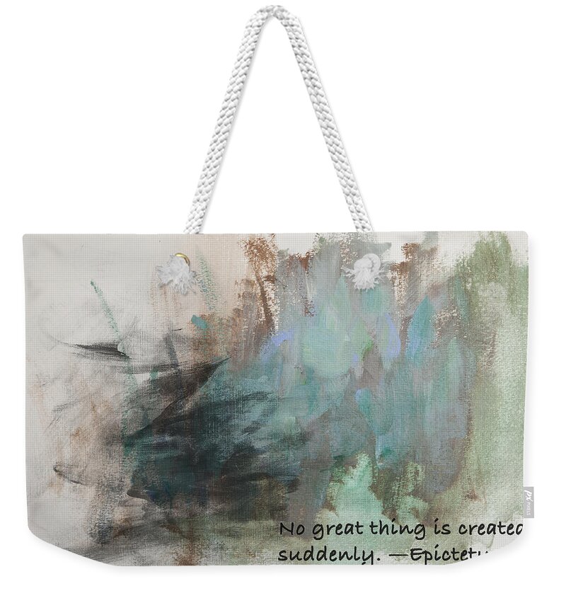 Abstract Famous Quotes Framed Art Print Weekender Tote Bag featuring the digital art Famous Quotes Epictetus by Patricia Lintner