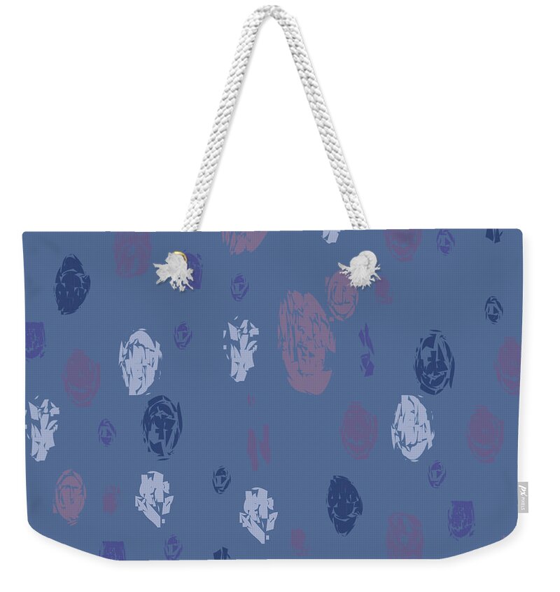 Blue Weekender Tote Bag featuring the digital art Abstract Rain on Blue by April Burton