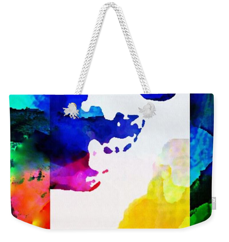 Paintings Weekender Tote Bag featuring the painting Rectangle Merge Abstract by Delynn  by Delynn Addams