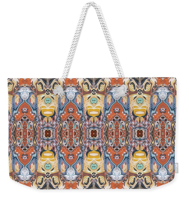 Masks Weekender Tote Bag featuring the digital art Abstract Tribal Pattern by Phil Perkins