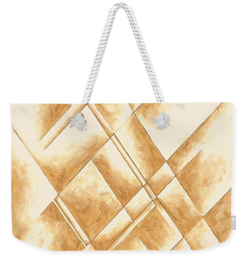 Abstract Weekender Tote Bag featuring the painting Abstract Unique Original Painting Contemporary Art Champagne Dreams II by MADART by Megan Aroon