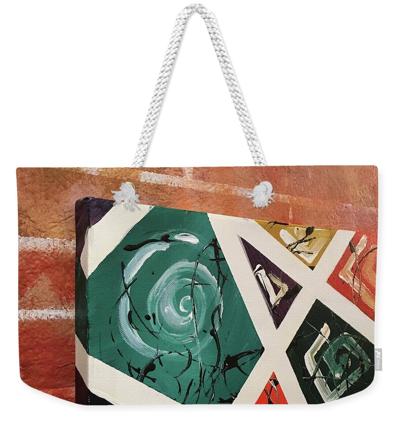Painting Weekender Tote Bag featuring the painting Abstract Wall Decor by Lisa Kaiser