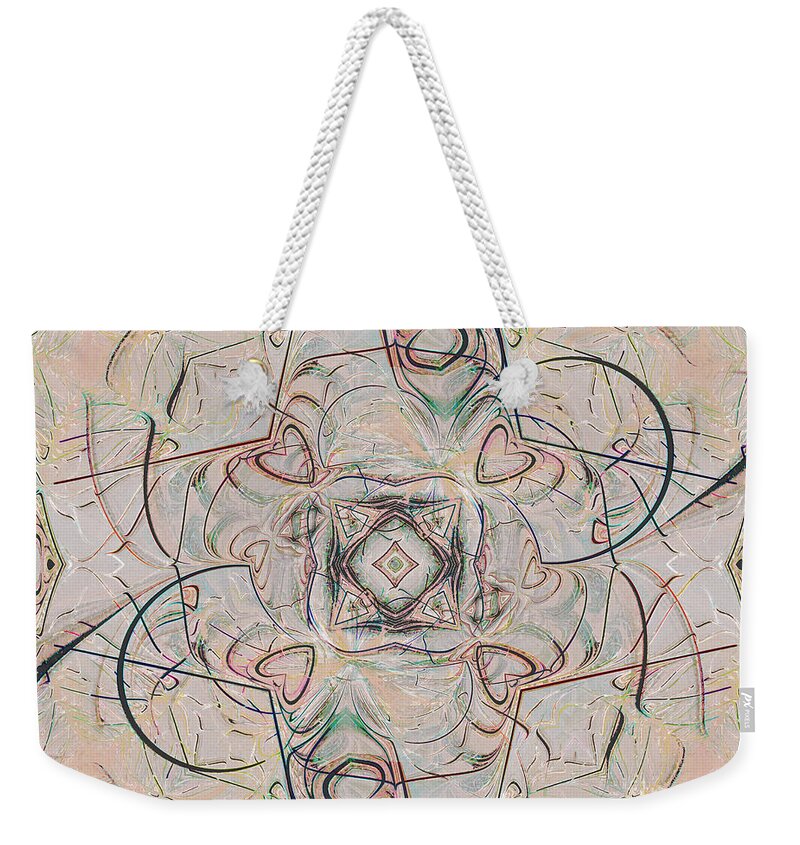 Digital Weekender Tote Bag featuring the digital art Abstract With Hearts by Deborah Benoit
