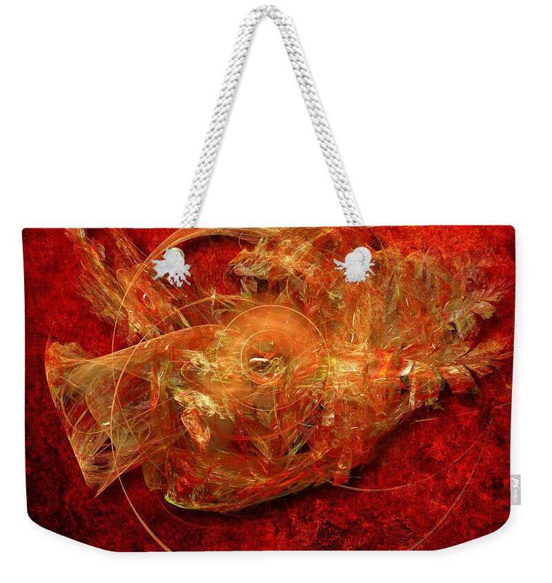 Red Weekender Tote Bag featuring the digital art Abstractfantasy No. 1 by Alexa Szlavics