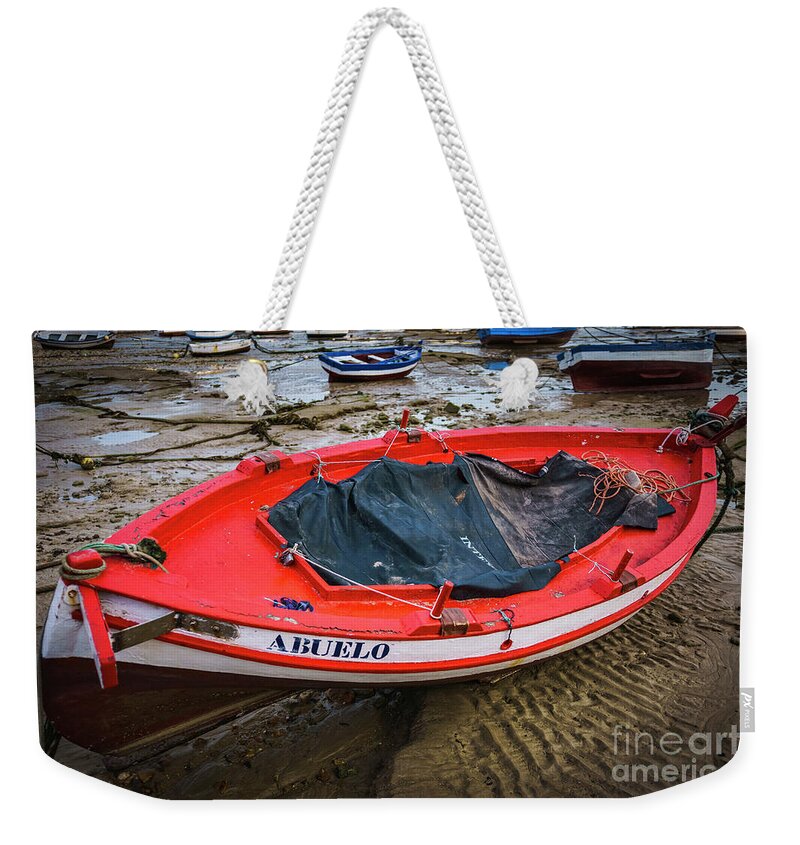Andalucia Weekender Tote Bag featuring the photograph Abuelo Boat at La Caleta Cadiz Spain by Pablo Avanzini
