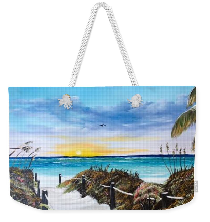 Siesta Key Weekender Tote Bag featuring the painting Access The Siesta Key Sunset by Lloyd Dobson