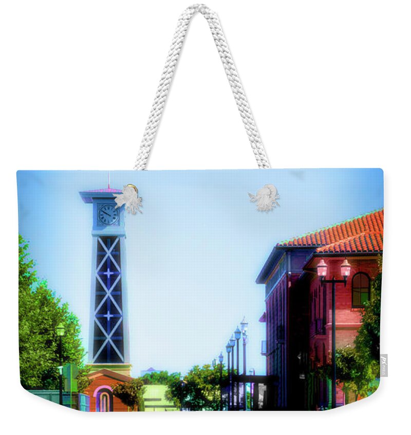 Tower Weekender Tote Bag featuring the digital art ACE Tower Stockton by Terry Davis