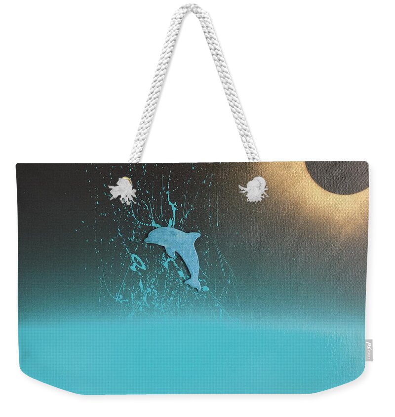 Dolphin Weekender Tote Bag featuring the painting Acend by Garrett Shefton