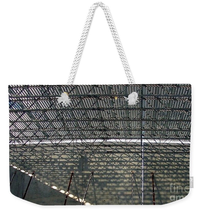Steel Deck Weekender Tote Bag featuring the photograph Acoustic Deck Shadows by Ron Bissett