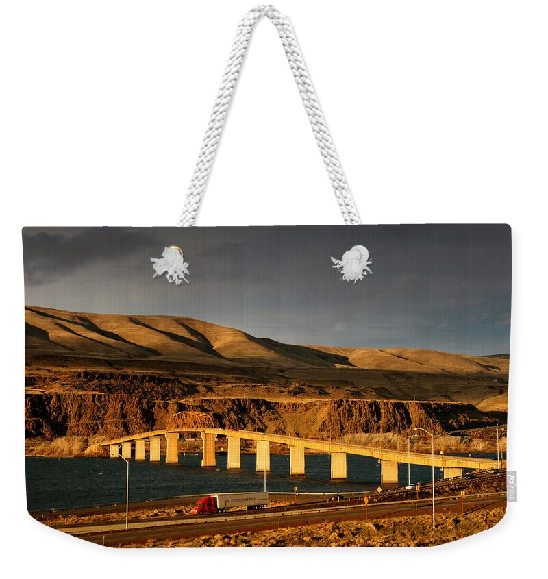 Columbia River Weekender Tote Bag featuring the photograph Across The Columbia River by DArcy Evans