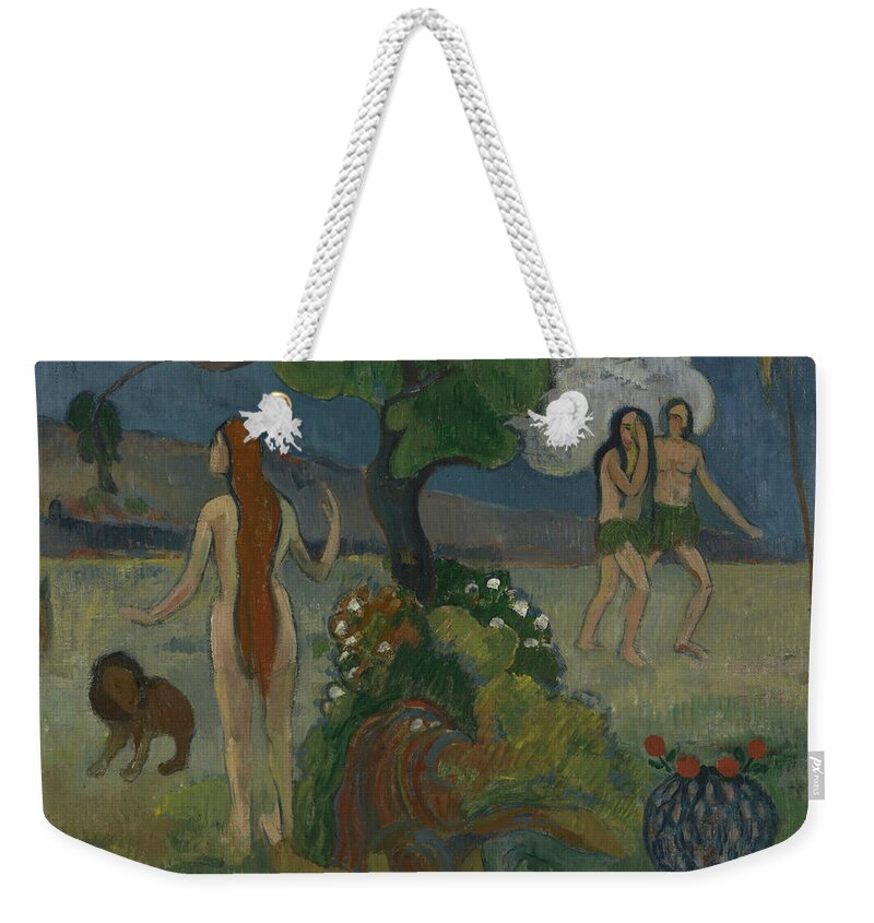 French Art Weekender Tote Bag featuring the painting Adam and Eve or Paradise Lost by Paul Gauguin