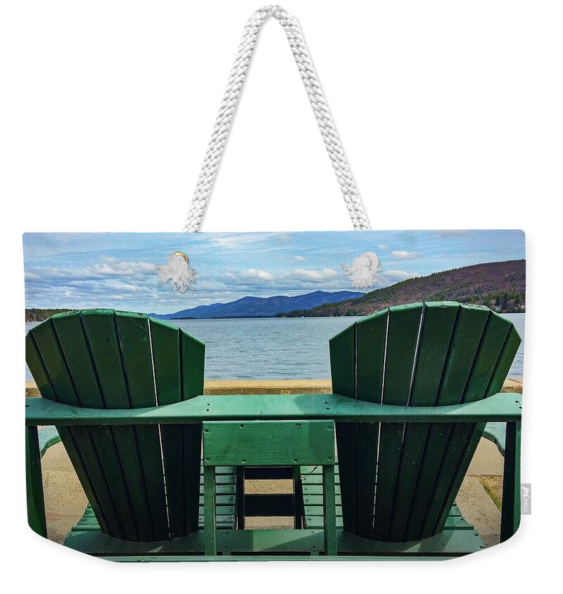  Weekender Tote Bag featuring the photograph Adirondack Chair for Two by Kendall McKernon