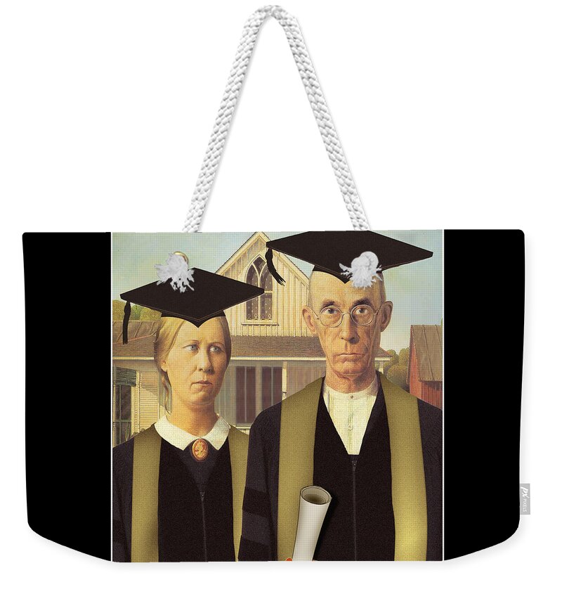 Grant Wood Weekender Tote Bag featuring the painting Adult Graduates by Gravityx9 Designs