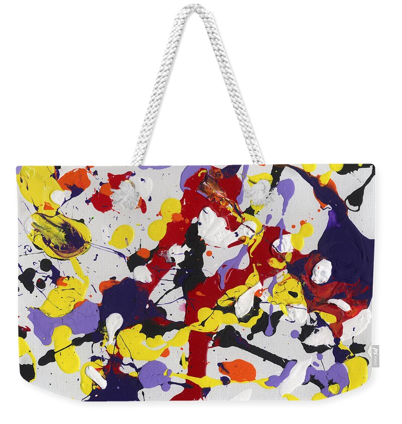 Splatter Weekender Tote Bag featuring the painting Adulthood by Phil Strang