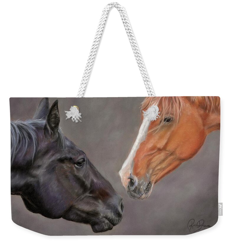 Horse Weekender Tote Bag featuring the pastel Affection by Kirsty Rebecca