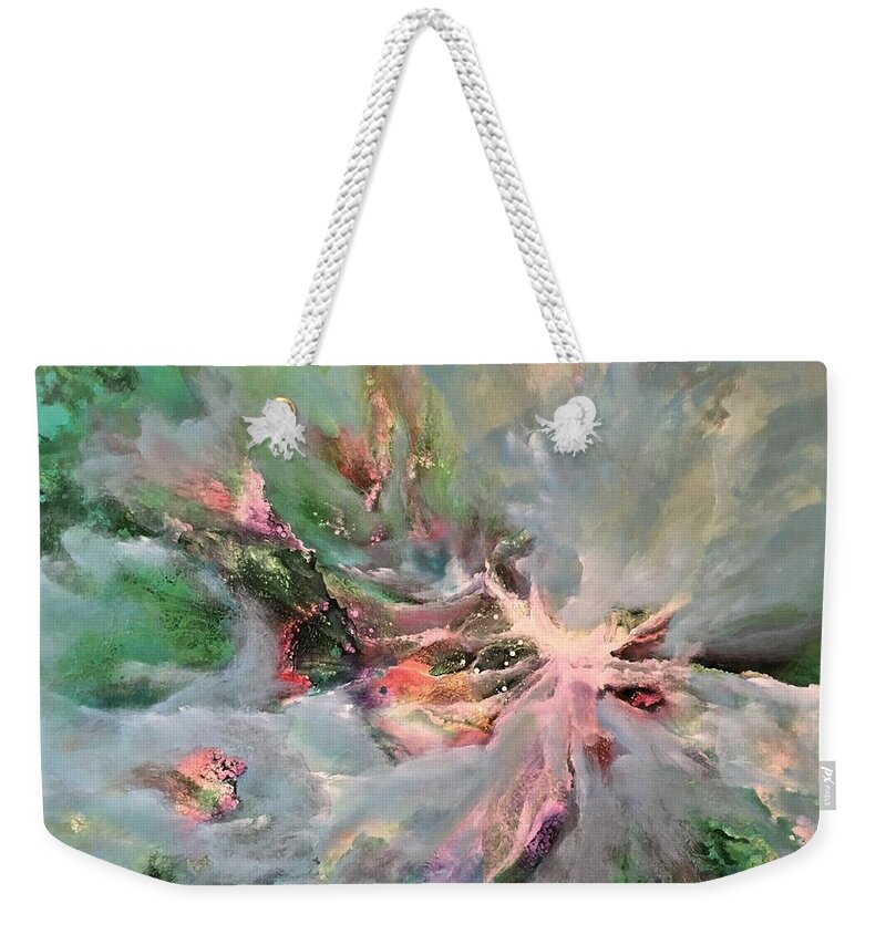 Abstract Weekender Tote Bag featuring the painting Affinity by Soraya Silvestri