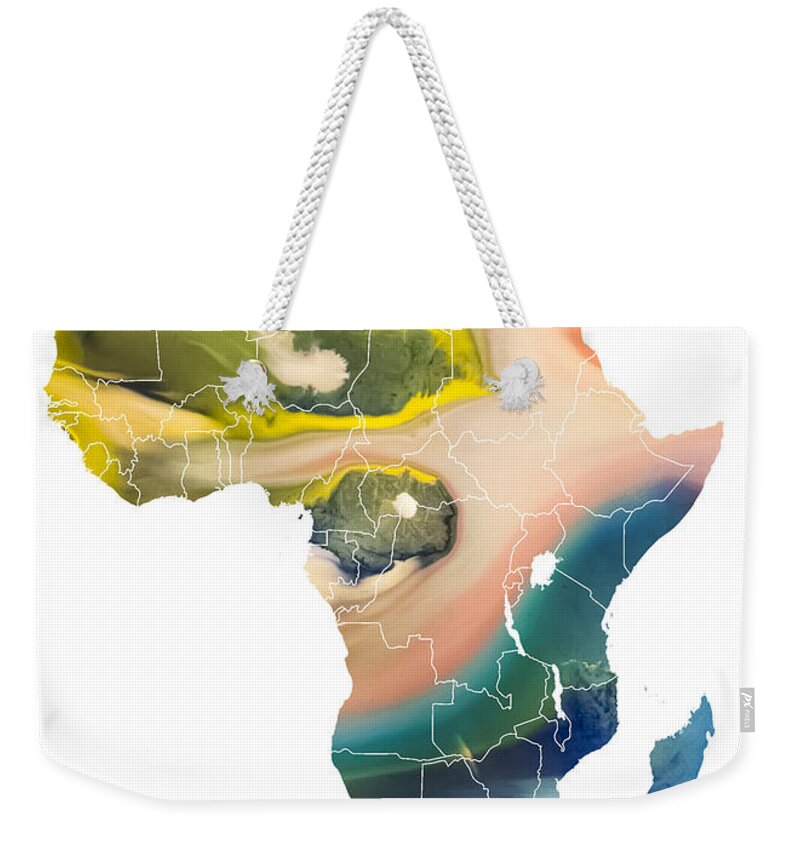 Africa Weekender Tote Bag featuring the digital art Africa Map climate by Justyna Jaszke JBJart