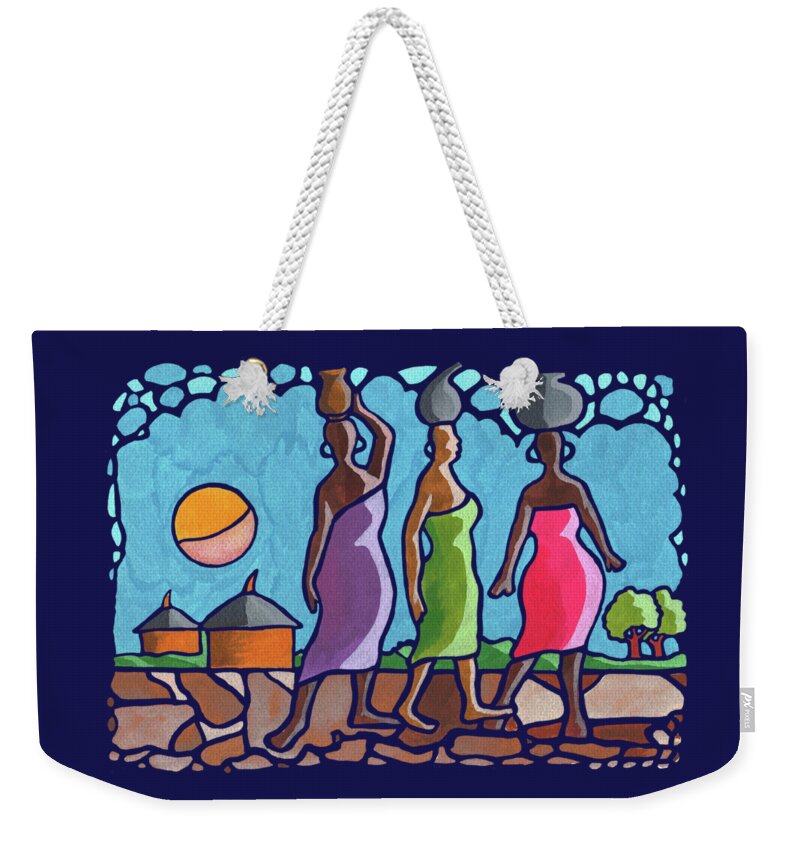 Cat Walk Weekender Tote Bag featuring the painting African Cat Walk by Anthony Mwangi