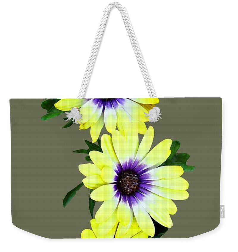 Daisy Weekender Tote Bag featuring the photograph African Daisies Lemon Symphony by Susan Savad