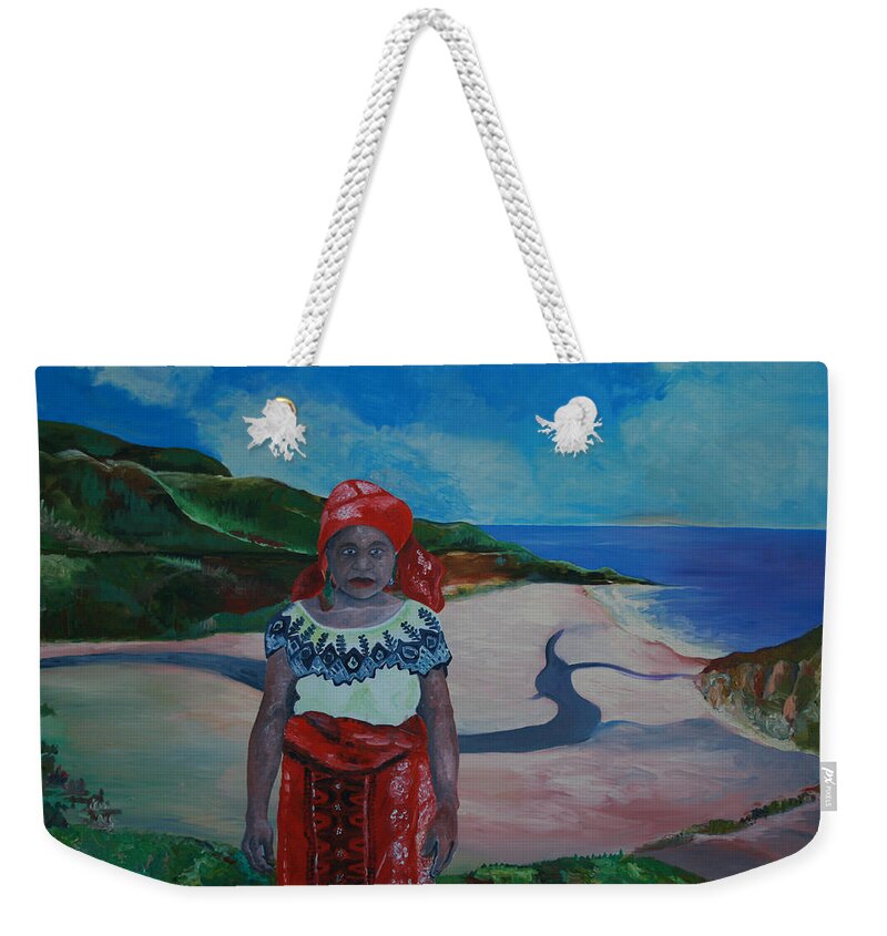 African Woman Weekender Tote Bag featuring the painting African Woman by Obi-Tabot Tabe