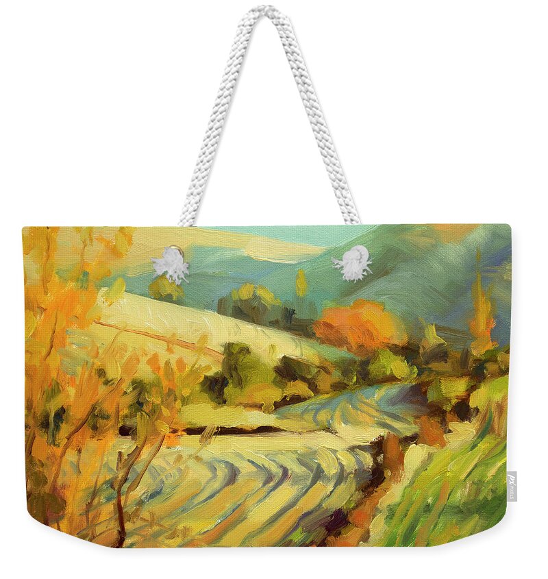 Country Weekender Tote Bag featuring the painting After Harvest by Steve Henderson