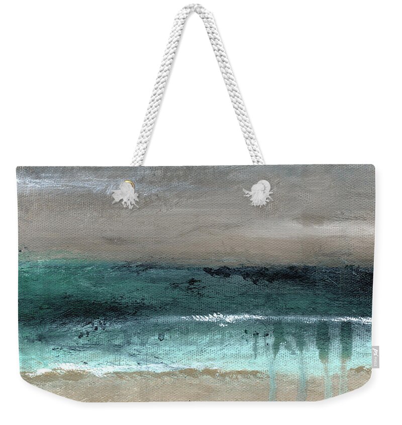 Beach Weekender Tote Bag featuring the mixed media After The Storm 2- Abstract Beach Landscape by Linda Woods by Linda Woods