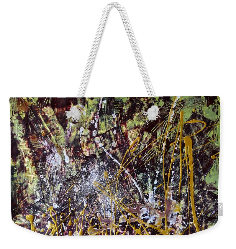 Abstract Weekender Tote Bag featuring the painting Aftermath by Sonal Raje