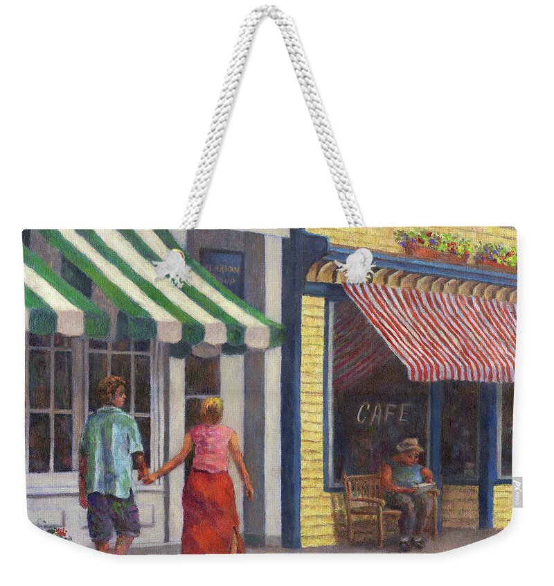 Couple Weekender Tote Bag featuring the painting Afternoon Stroll by Susan Savad