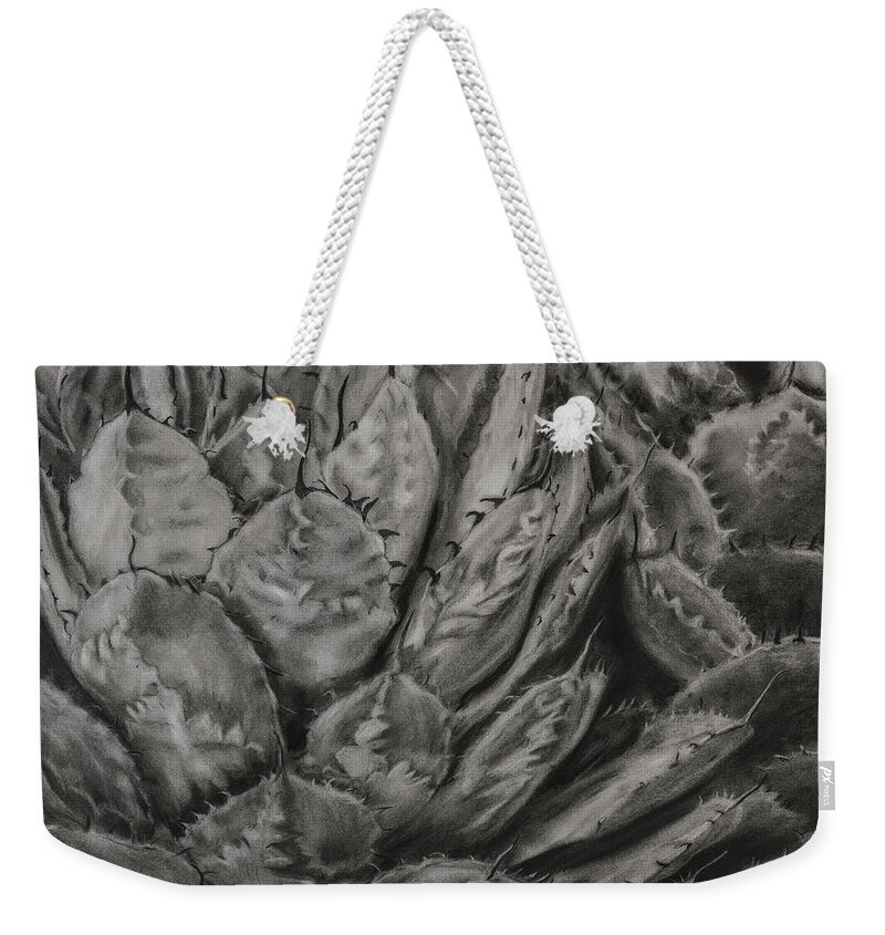 Agave Weekender Tote Bag featuring the drawing Agave Cactus by Sheila Johns
